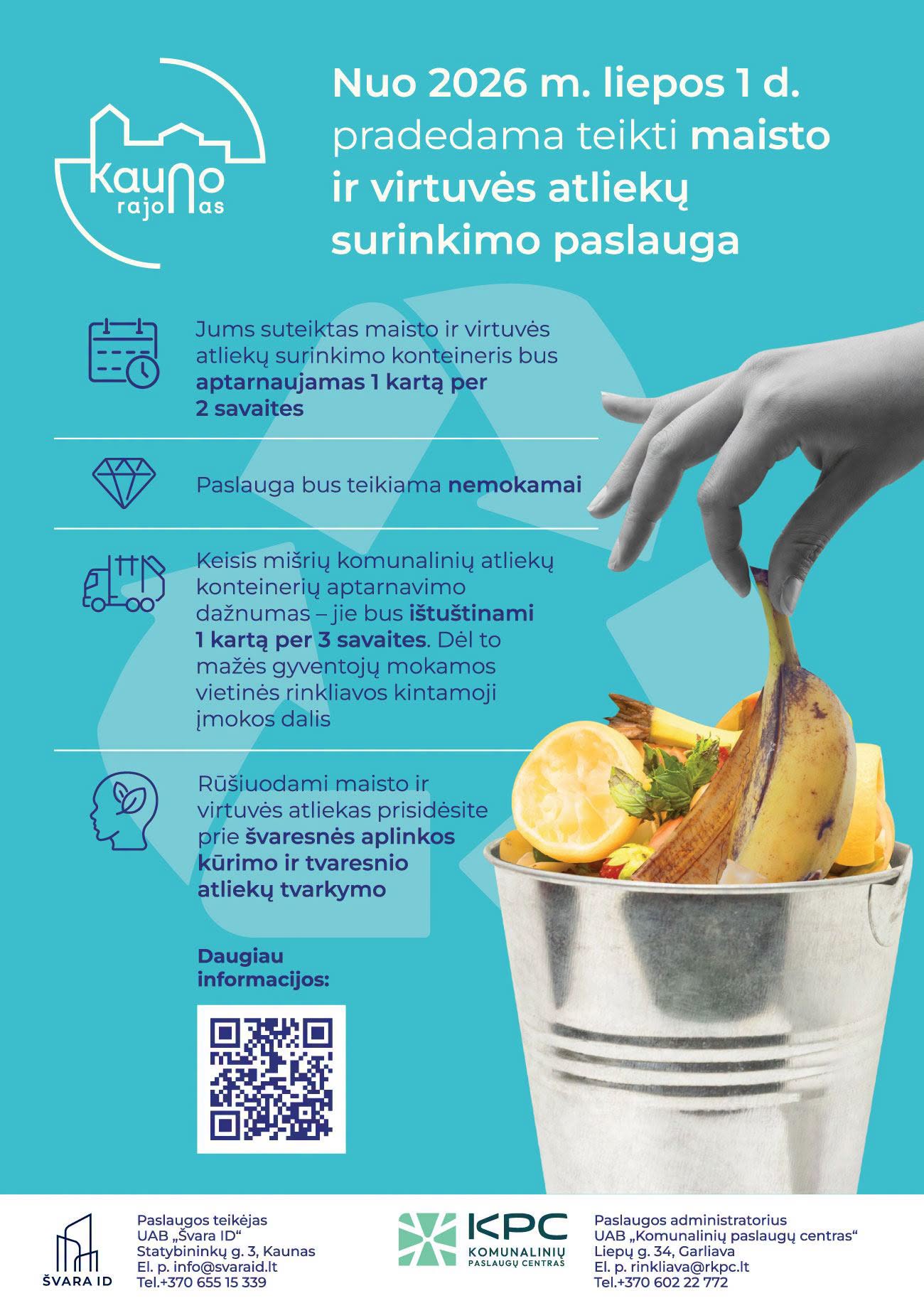 Maisto ir virtuvės atliekų surinkimo paslauga nuo 2026 m. liepos 1 d.
